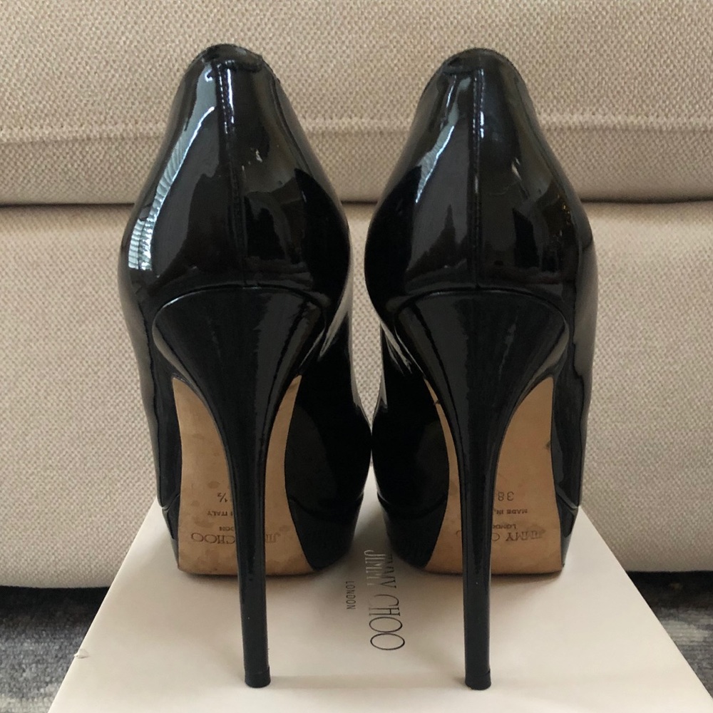 Jimmy Choo Crown Patent Peep Toe Heels - Picture 3 of 5